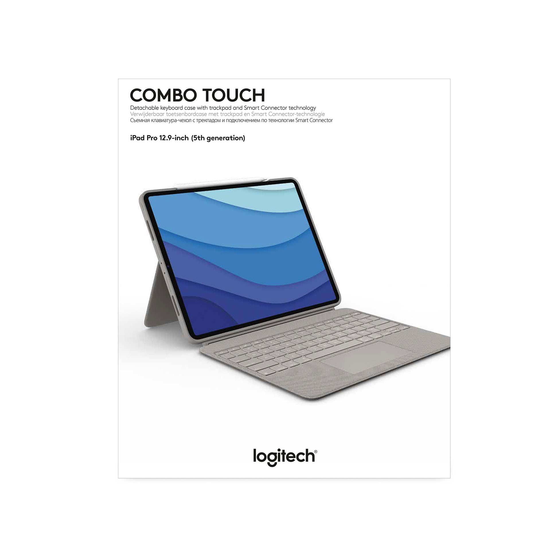Logitech Combo Touch – Tastatur, US-Layout (EN), Sand – für iPad Pro 12,9" (5. Gen.)
