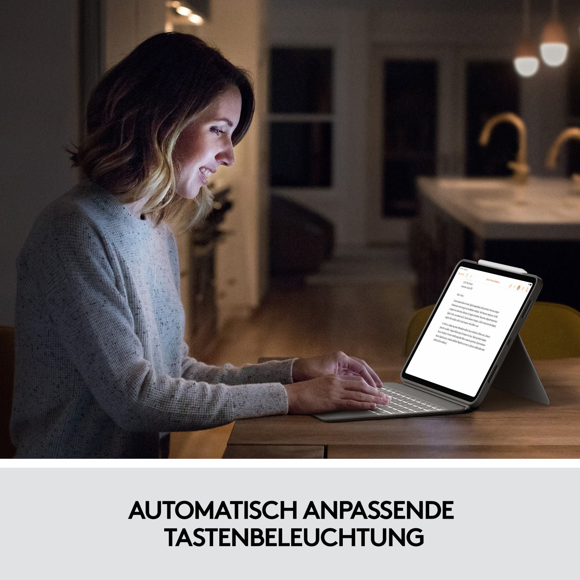 Logitech Combo Touch – iPad Pro 11", QWERTY (UK International), Trackpad, Sand