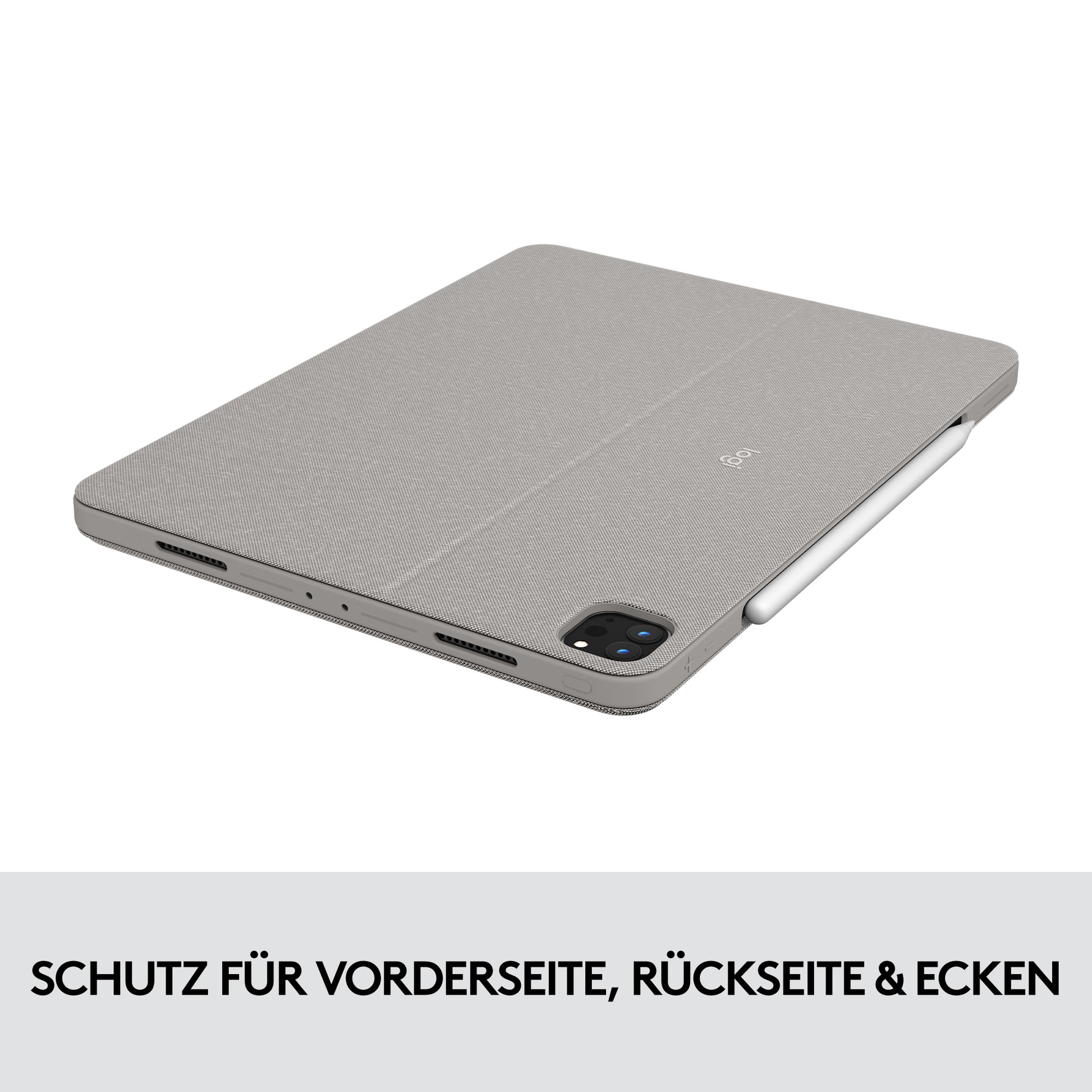 Logitech Combo Touch – Tastatur, UK-Layout (EN), Sand – für iPad Pro 12,9" (5. Gen.)