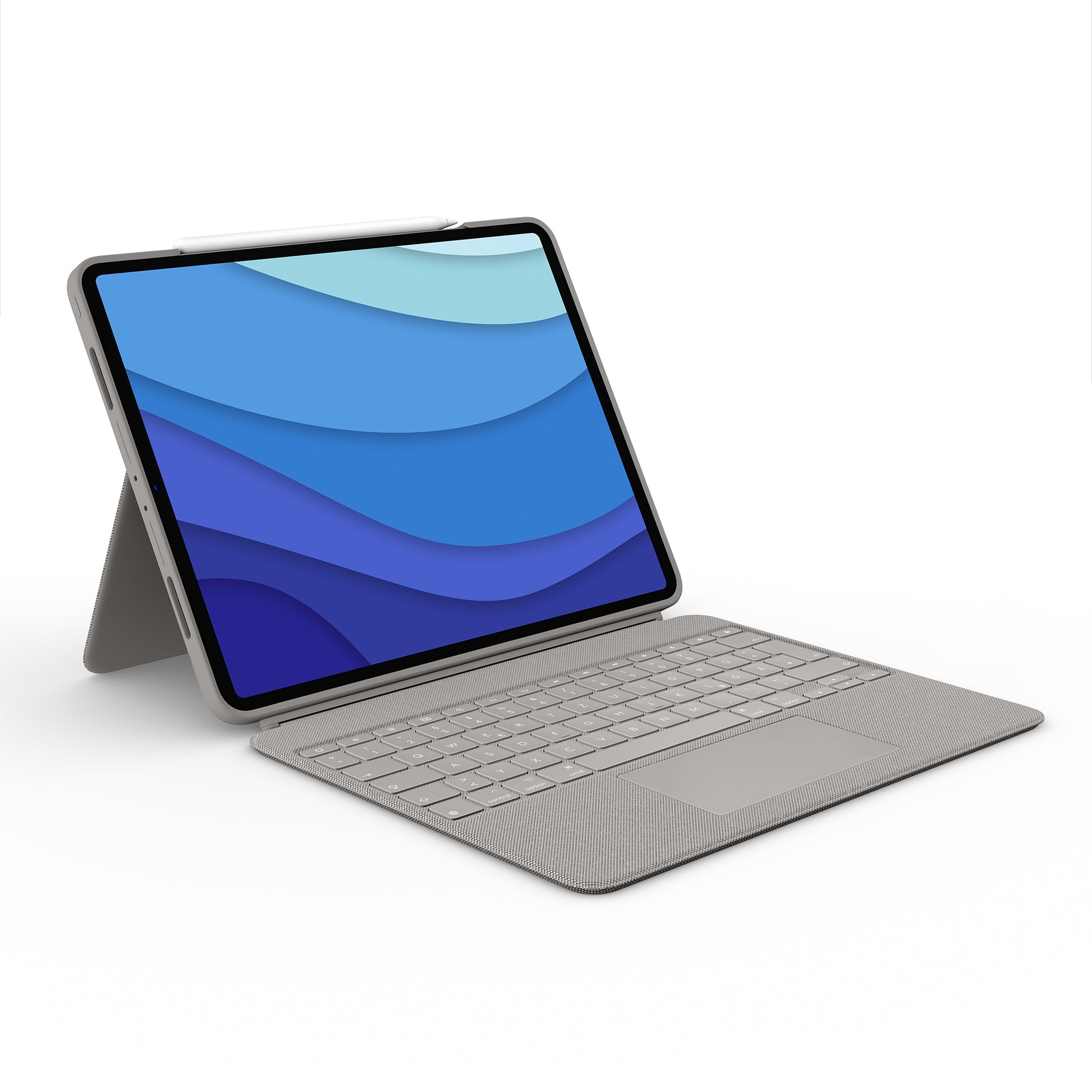 Logitech Combo Touch – Tastatur, UK-Layout (EN), Sand – für iPad Pro 12,9" (5. Gen.)