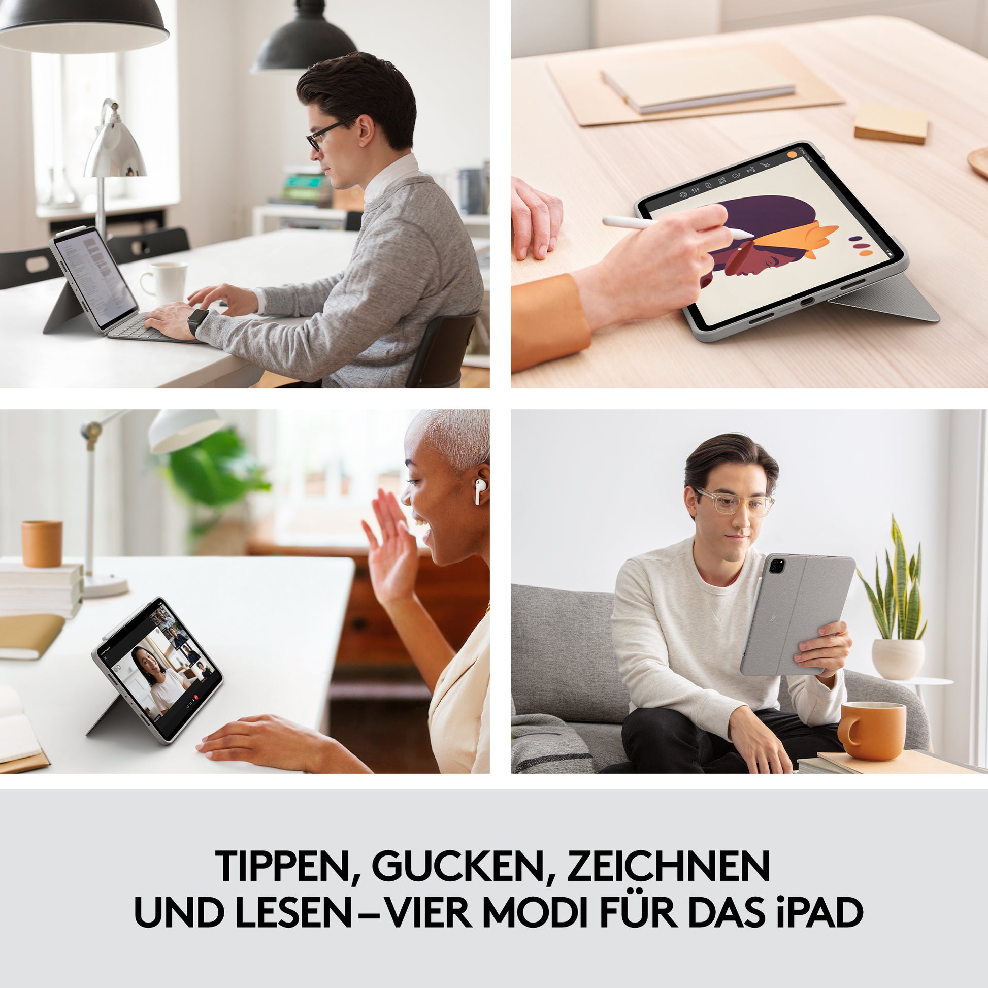Logitech Combo Touch – iPad Pro 11", Französisch (AZERTY), Sand