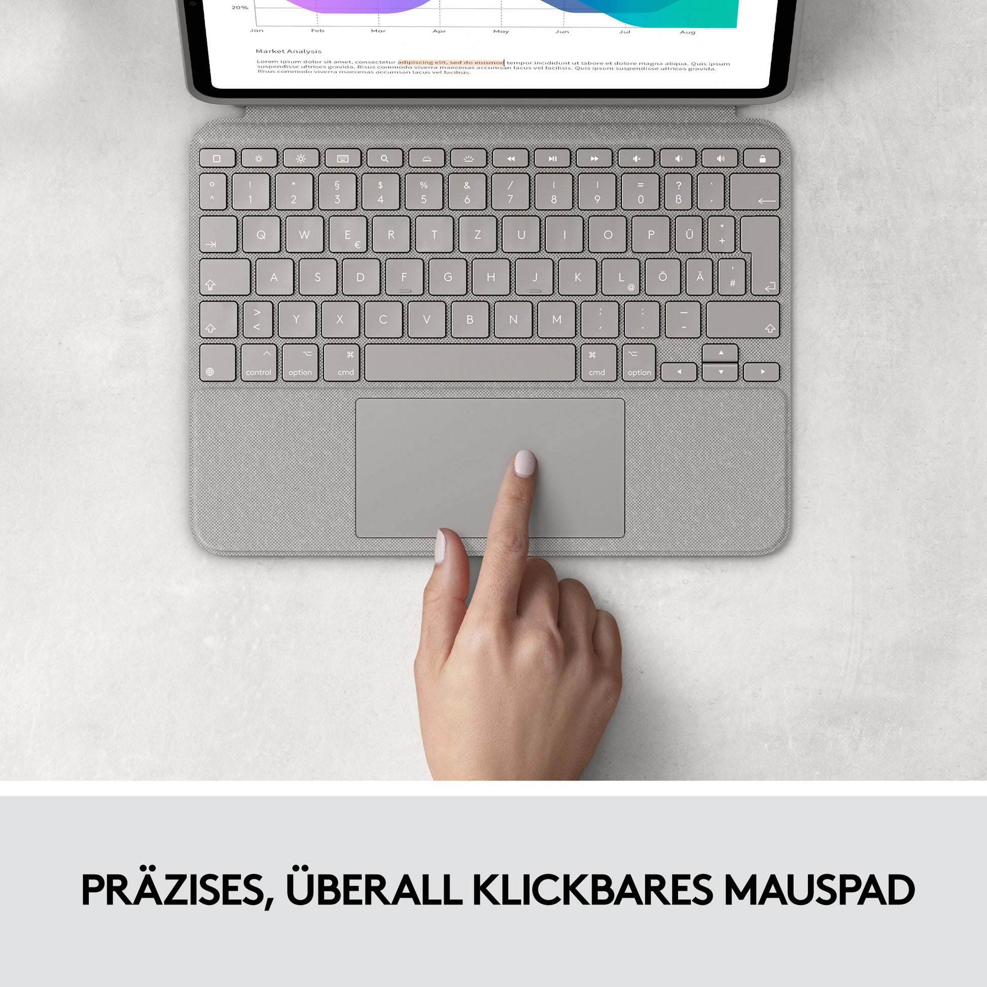Logitech Combo Touch – iPad Pro 11", Trackpad, Sand