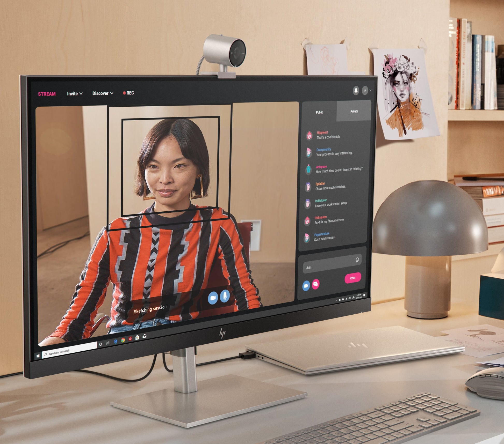 HP 950 Webcam – 4K Ultra HD, 30 fps, Autofokus, USB 3.0 – Schwarz/Silber