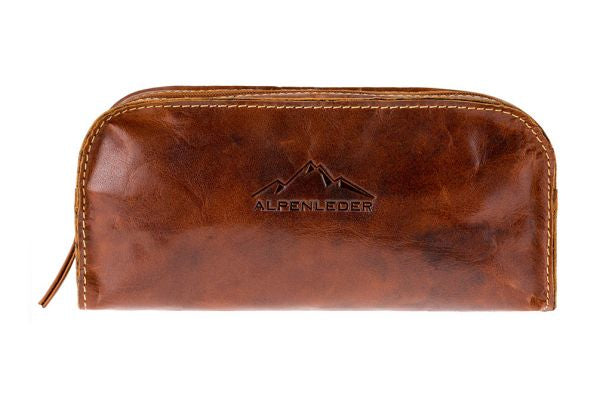 Alpenleder Etui, leer, 1 Fach, hellbraun, Leder, 22 × 10 × 6,5 cm