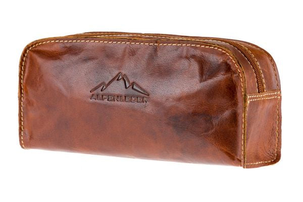 Alpenleder Etui, leer, 1 Fach, hellbraun, Leder, 22 × 10 × 6,5 cm