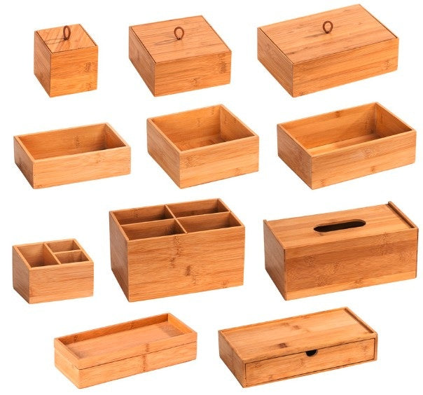WENKO Aufbewahrungsbox (Bad) Terra – 12×9×8,5 cm, Bambus, freistehend, Natur