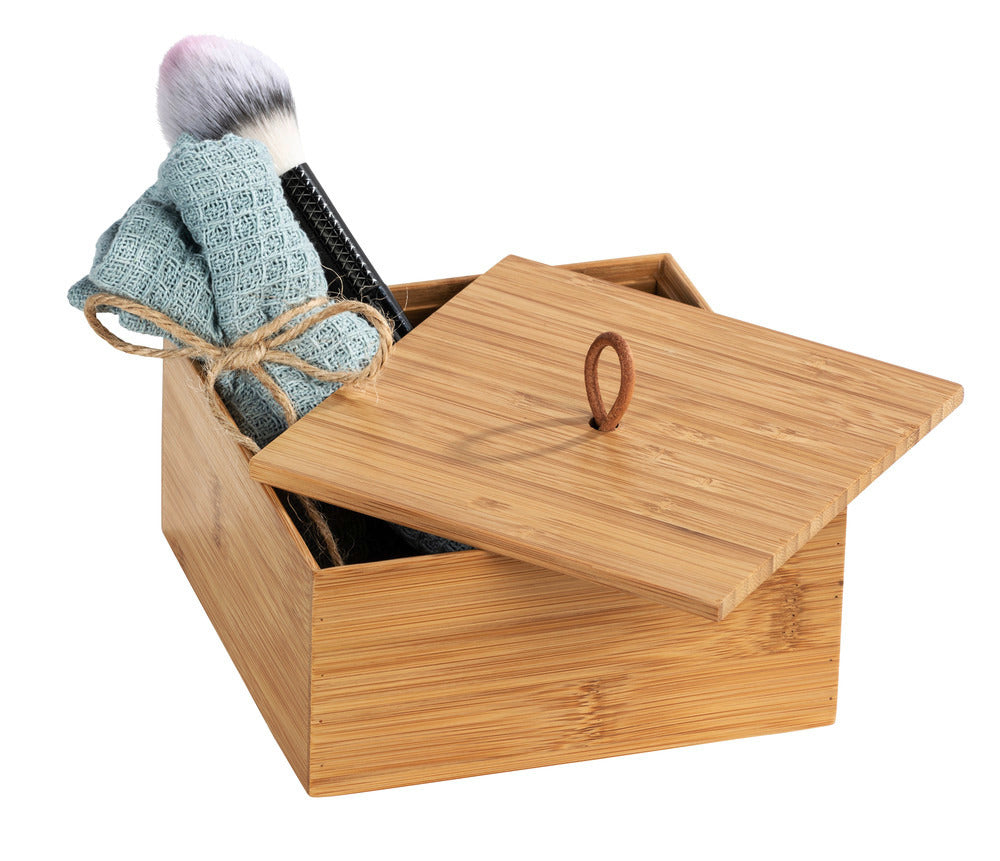 WENKO Aufbewahrungsbox – Bambus, 15×15×7 cm