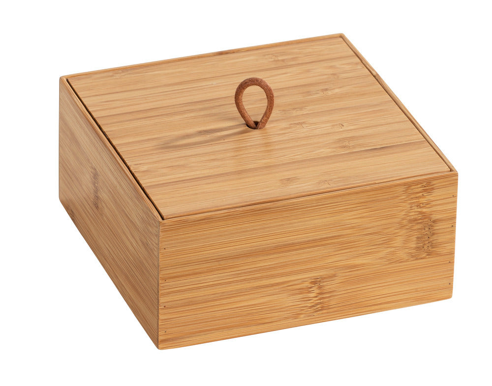 WENKO Aufbewahrungsbox – Bambus, 15×15×7 cm