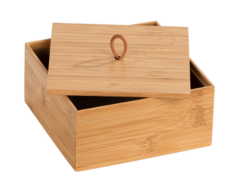 WENKO Aufbewahrungsbox – Bambus, 15×15×7 cm
