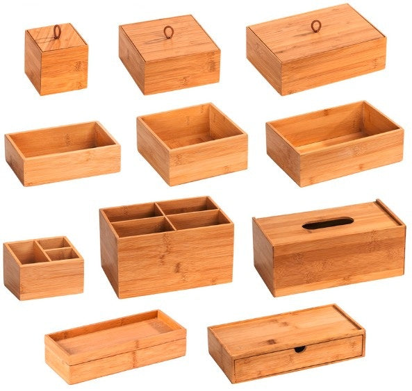 WENKO Aufbewahrungsbox – 24×10×5,5 cm, Bambus, mit Deckel