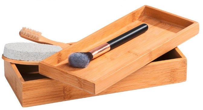 WENKO Aufbewahrungsbox – 24×10×5,5 cm, Bambus, mit Deckel