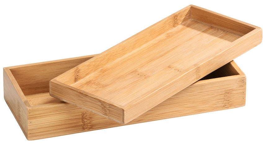 WENKO Aufbewahrungsbox – 24×10×5,5 cm, Bambus, mit Deckel