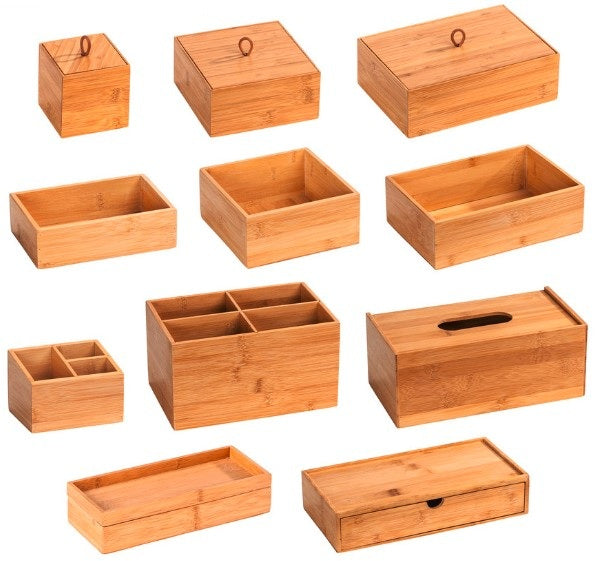 WENKO Aufbewahrungsbox (mit Deckel) – Bambus – Natur – 220 × 120 × 150 mm
