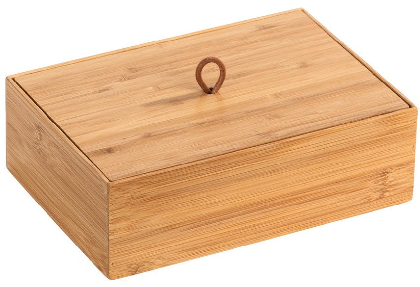 WENKO Aufbewahrungsbox (mit Deckel) – Bambus – Natur – 220 × 120 × 150 mm