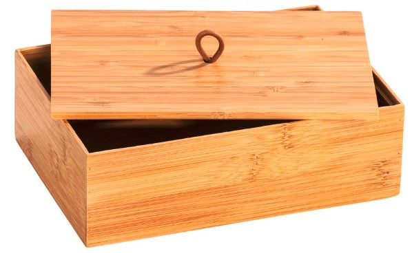 WENKO Aufbewahrungsbox (mit Deckel) – Bambus – Natur – 220 × 120 × 150 mm