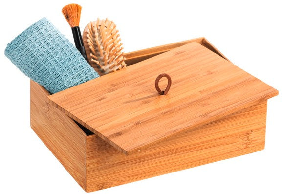 WENKO Aufbewahrungsbox (mit Deckel) – Bambus – Natur – 220 × 120 × 150 mm
