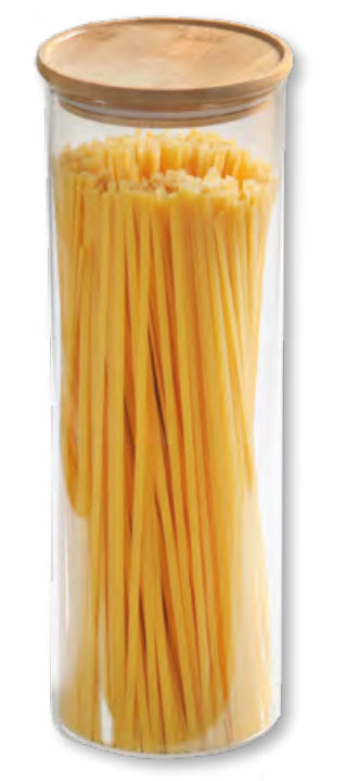 Kesper Vorratsdose 1,8 l, Ø 10 × 30,8 cm, Glas/Bambus/Silikon, Braun