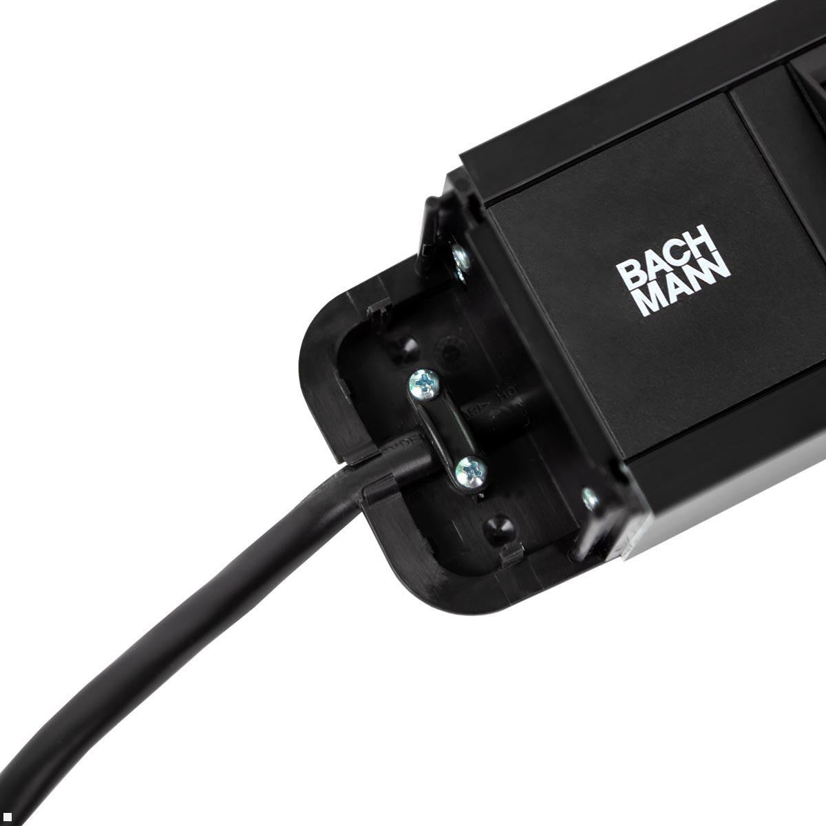 Bachmann PRIMO2 Steckdosenleiste – 3× Schuko (Typ E/F), USB‑A/C 22 W, 2 m, ohne Schalter, schwarz