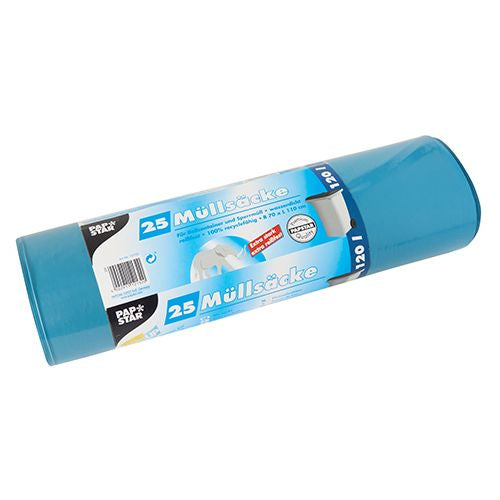 Papstar Kehrichtsack – 120 l, LLDPE, blau, 700 × 1100 mm, 25 Stk