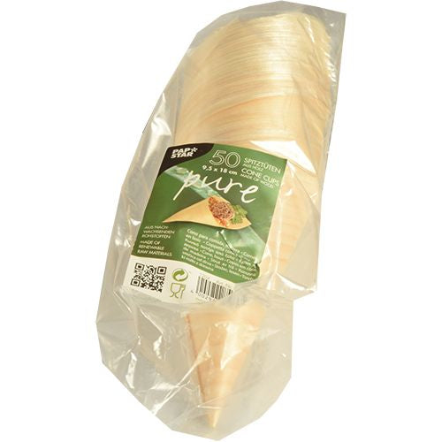 Papstar Spitztüte, Holz, 18,0 cm, Ø 9,5 cm – 50 Stk.