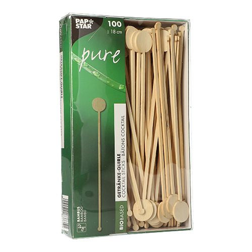 Papstar Rührstäbchen aus Bambus, 18 cm – kompostierbar – 100 Stück