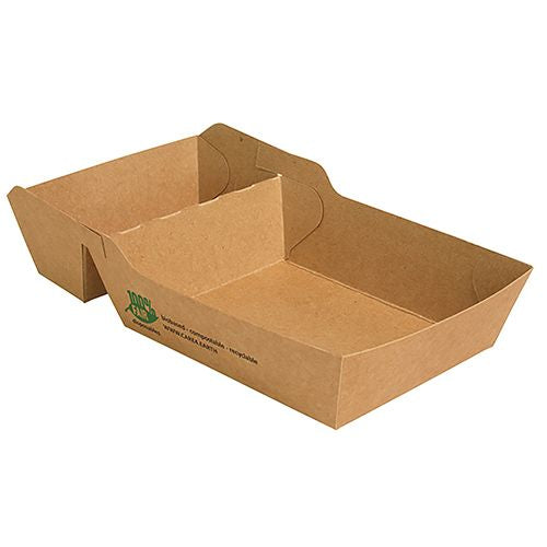 Papstar Pommes-Schale Pure, Papier/Karton, 2-geteilt – 190 × 110 × 35 mm, braun – FSC – 80 Stk.