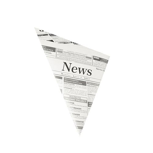 Papstar Spitztüte Newsprint, Papier, Dreieck – 270 × 190 × 190 mm, weiss – kompostierbar – 1000 Stk.