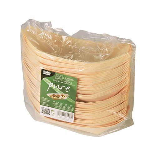 Papstar Schale, Kiefernholz, rechteckig – 19 × 10 cm – 50 Stk.
