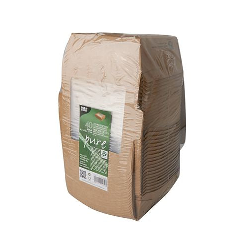 Papstar Schale PURE, Papier/Karton, quadratisch – 650 ml, 140 × 140 × 45 mm, braun – FSC – 40 Stk.