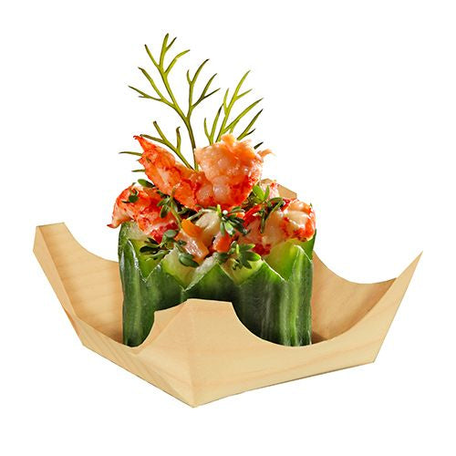 Papstar Schale/Schüssel, Kiefernholz, Quadratisch – 8 × 8 × 3 cm, Natur – 50 Stk.