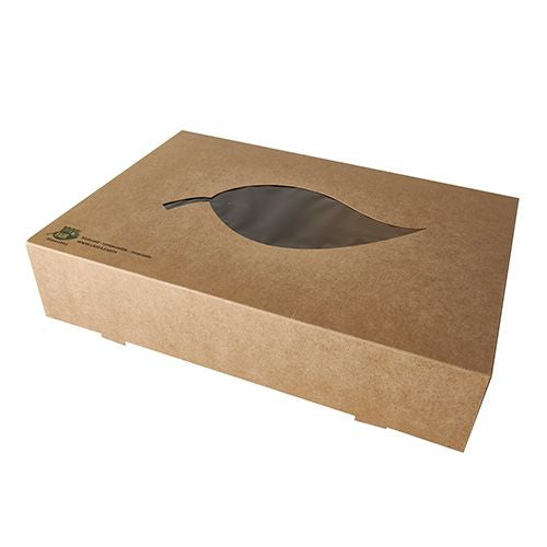 Papstar Versandkarton Pure – 464 × 313 × 80 mm, Karton, Braun, mit PLA-Sichtfenster, FSC – 10 Stk.
