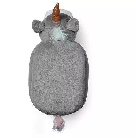 Zoosy Einhorn Hocker – B 71 × T 35 × H 36 cm – Schaumstoff, Textil, Gummi, Holz, Grau – für Kinder