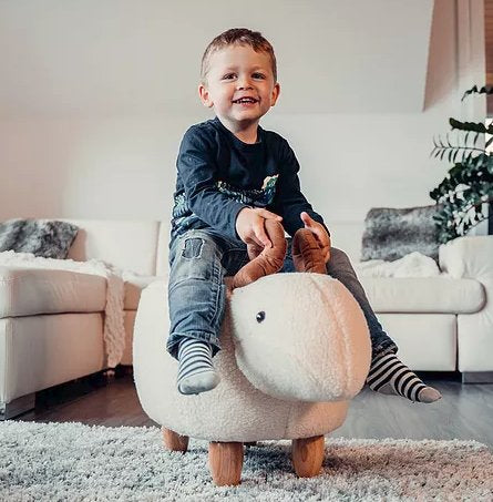 Zoosy Schaf Kinder-Bürostuhl – Schaumstoff/Textil – Weiss, Tiermotiv