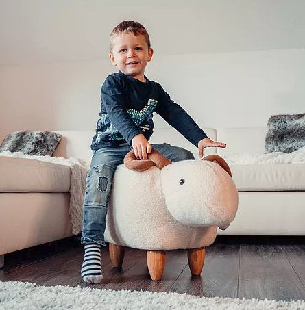 Zoosy Schaf Kinder-Bürostuhl – Schaumstoff/Textil – Weiss, Tiermotiv