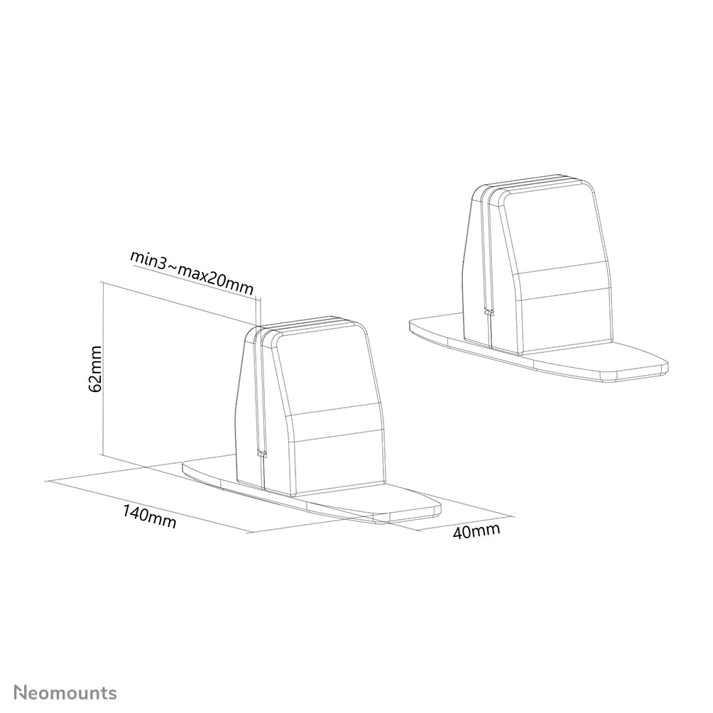 Neomounts Stiftschlaufe – Tischklemme, Aluminium, Weiss, 40 × 62 mm