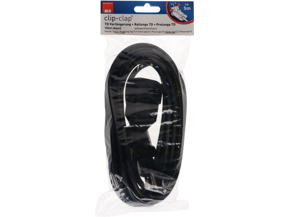Max Hauri AG Max Hauri – Netzkabel, T12 auf T13, Kinderschutz, 0,5 m, Schwarz