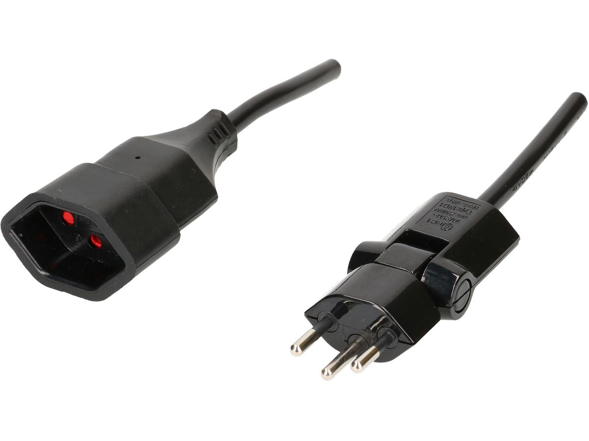 Max Hauri AG Max Hauri – Netzkabel, T12 auf T13, Kinderschutz, 0,5 m, Schwarz