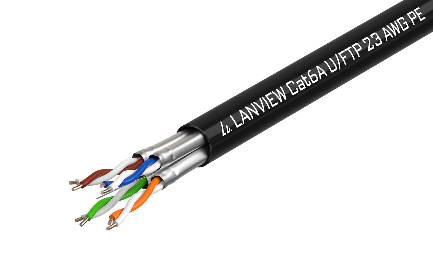 Lanview Cat6a U-FTP Netzwerkkabel – 500 m, Schwarz, Outdoor