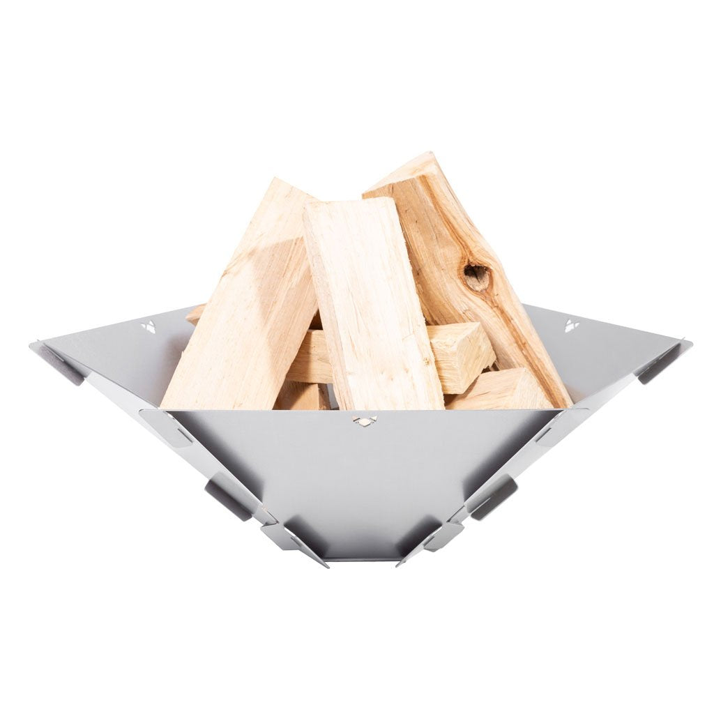 FENNEK Hexagon Feuerschale – Ø 59 × 18,5 cm – Edelstahl, Silber