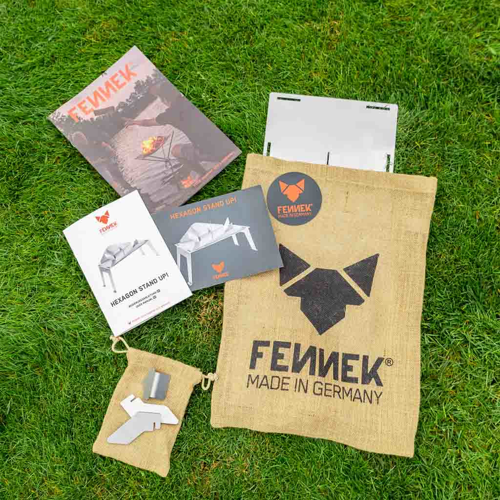 FENNEK Feuerschale – 52 × 42 × 25 cm – Edelstahl, Silber