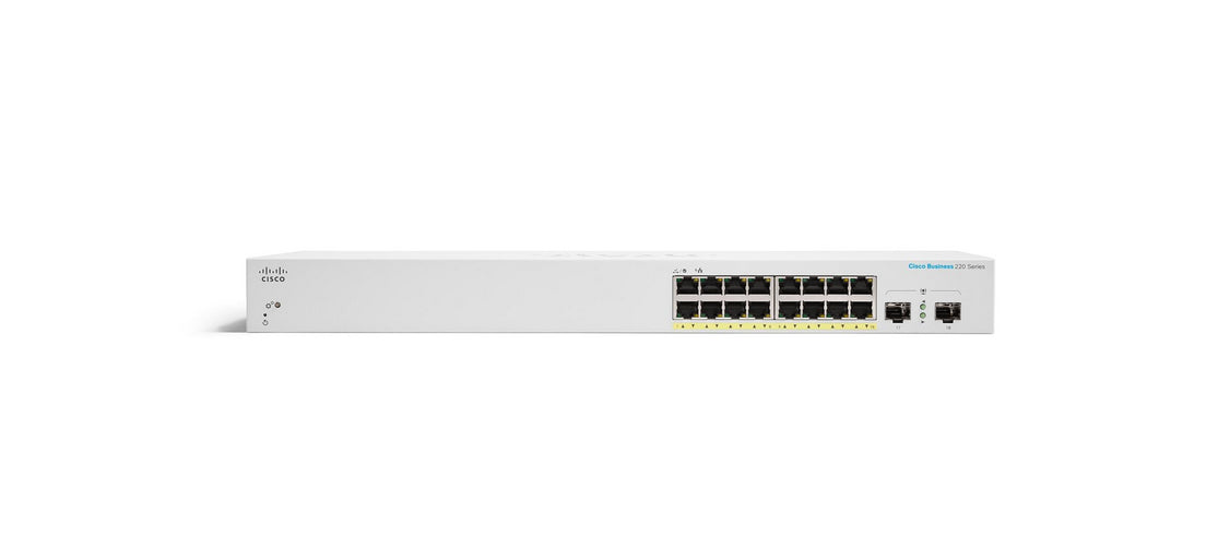 Cisco CBS220-16T-2G – Managed Switch – 16×GbE, 2×SFP, L2, 19" Rack