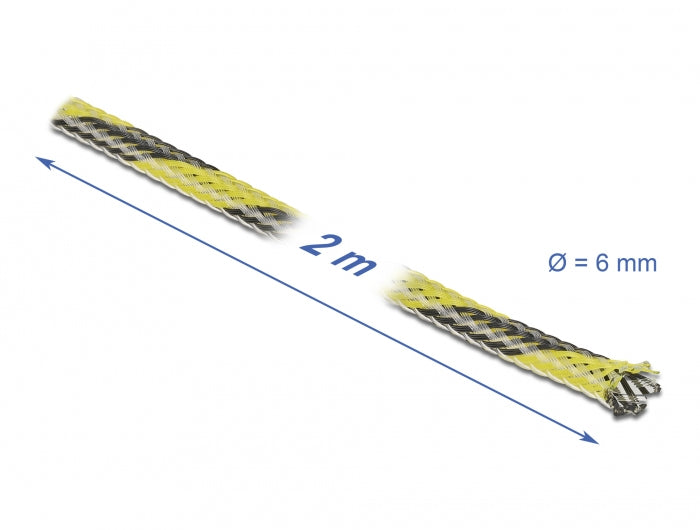 DeLOCK Kabelschlauch, Ø 6 mm × 2 m, zuschneidbar – schwarz/gelb