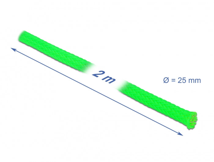 DeLOCK Kabelschlauch, Ø 25 mm, 2 m, dehnbar, zuschneidbar – grün
