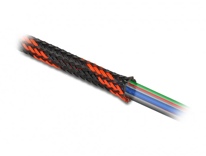 DeLOCK Kabelschlauch, Ø 6 mm × 2 m, wiederverwendbar – Schwarz/Rot