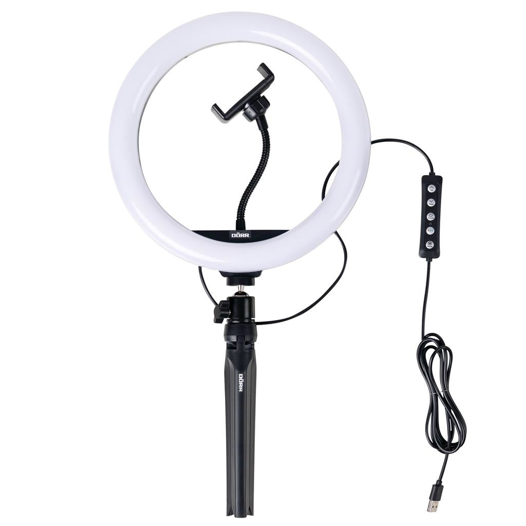 Dörr VL-26 RGB Ringlicht – 330 lm, 3000–6000 K, Ø 26 cm – 1/4" Gewinde