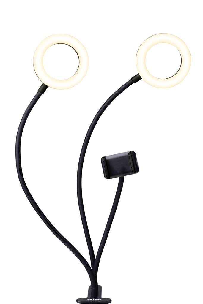 Dörr LED Selfie Ringlicht Bi-Color – 200 lm, 3800–6800 K, dimmbar, 40 LEDs, USB, Smartphone-Halter