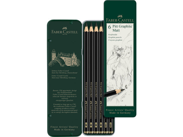 Faber-Castell PITT GRAPHITE Matt Graphit-Set, verschiedene Härten, Box – 5-teilig