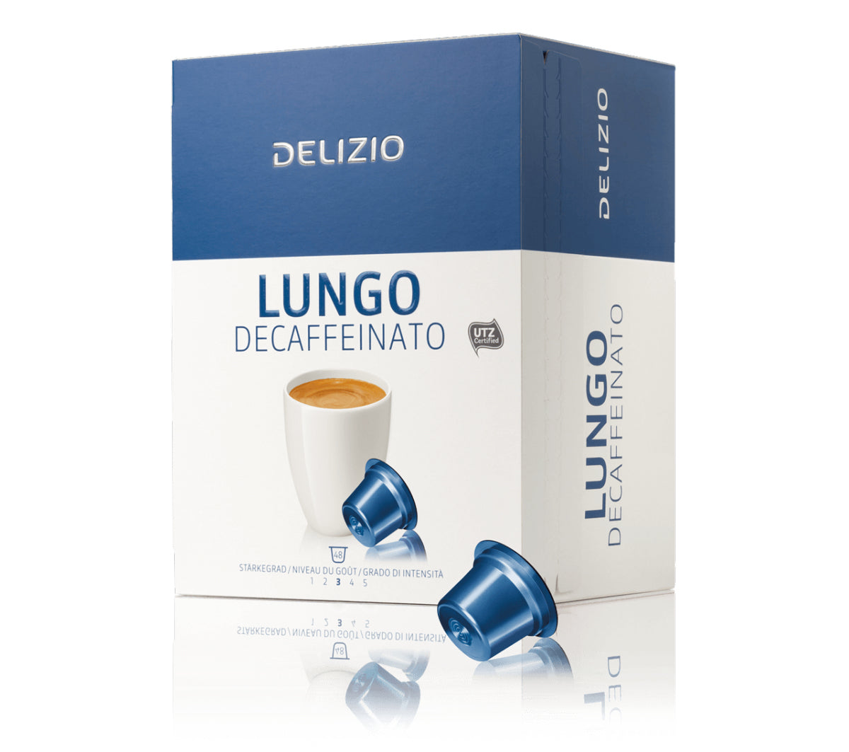 Delizio Lungo Decaffeinato Kaffeekapseln – für Delizio – Intensität 3/5 – 48 Kapseln