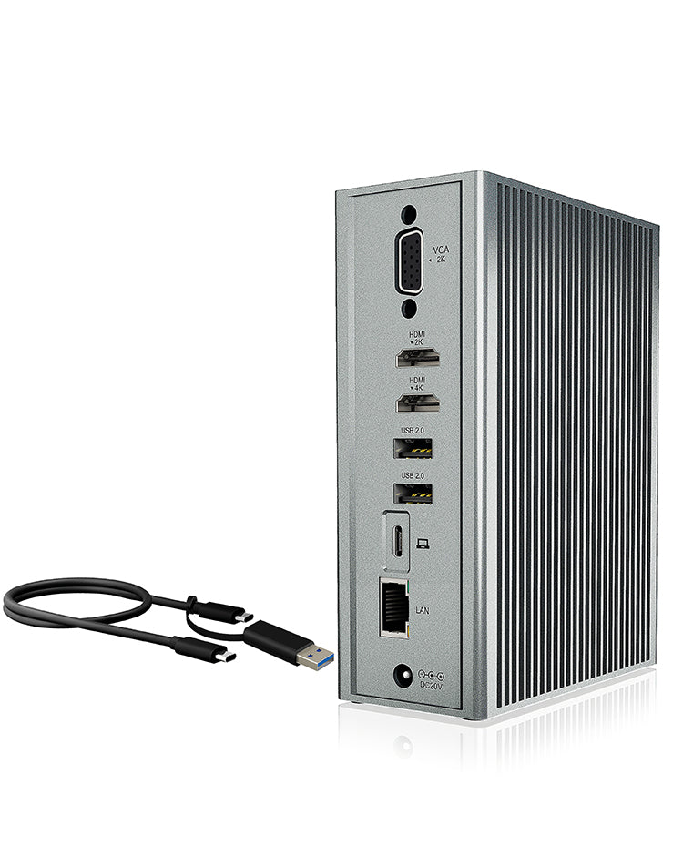 ICY BOX IB-DK2262AC Dockingstation – USB-C, 2× HDMI, 1× VGA, 3× USB-A, 55 W PD, GbE, für Windows/Mac