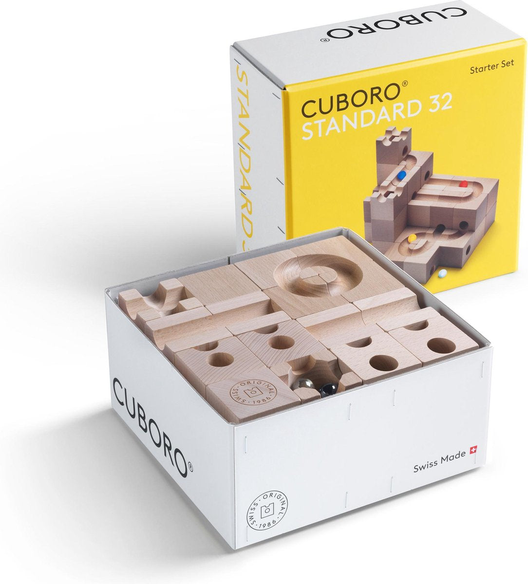 Cuboro Standard 32 Stapelblöcke – 37-teilig – ab 5 Jahren – Buche